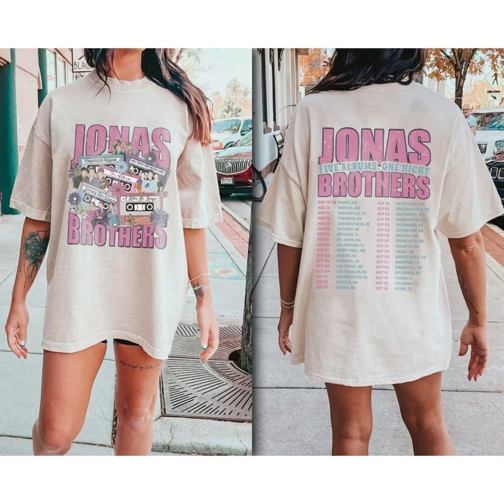 Jonas Brothers Cassette Shirt Five Albums One Night 2 Sided